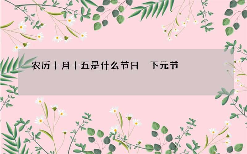 农历十月十五是什么节日 下元节